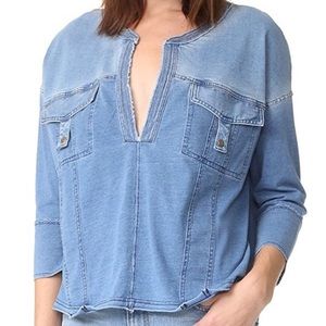 Free People Ratio Denim Chambray Shirt